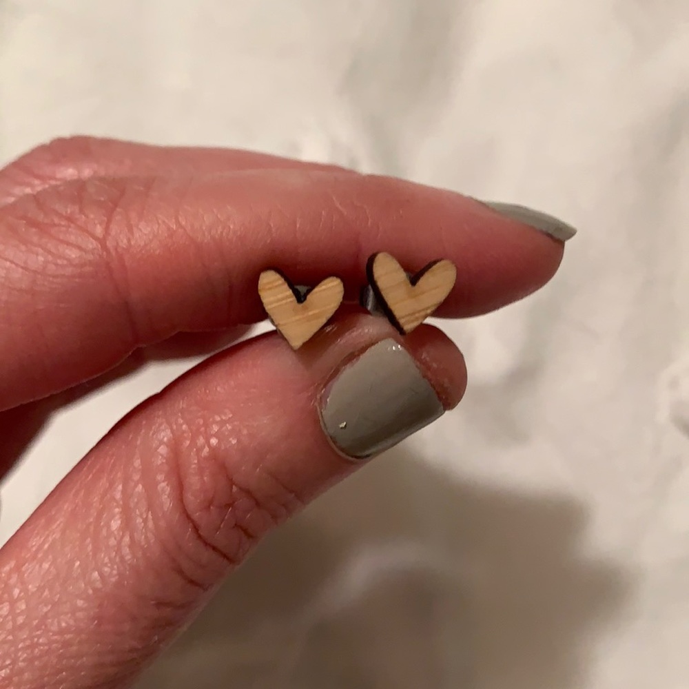 Wooden heart earrings